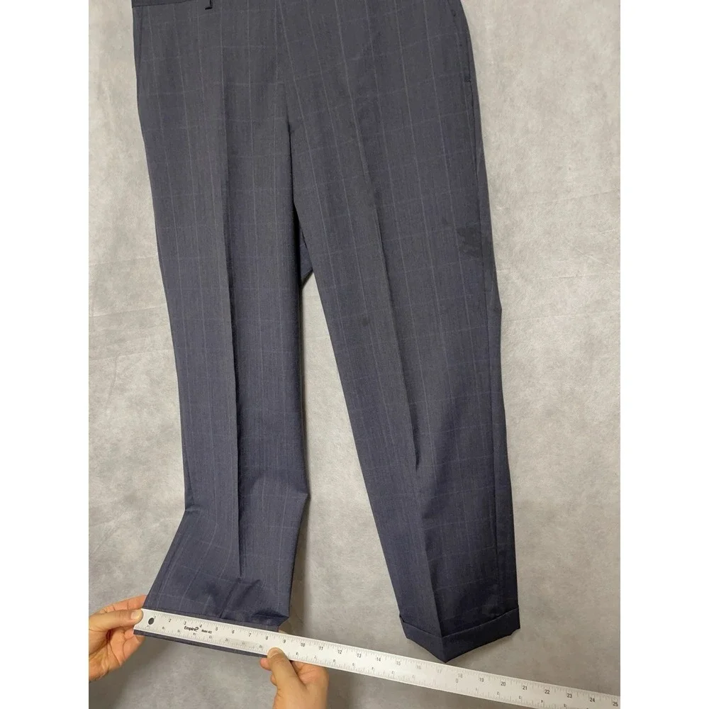 Jos A Bank Suit Men 40R 38R Blue Plaid Slim 2B Signature Gold Flannel Wool 32X28